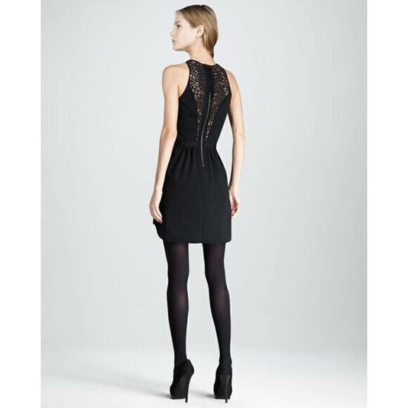 Rebecca Taylor Lace-Panel Black sleeveless Ponte Dress size US 2 - Picture 2 of 9